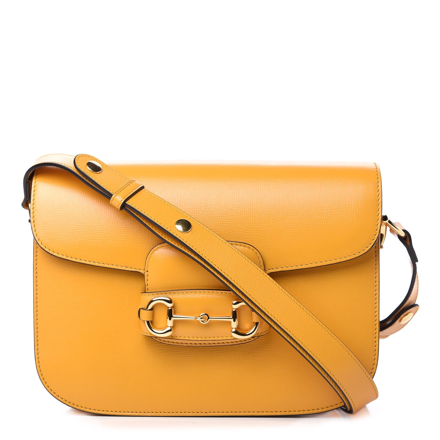 Gucci Textured Calfskin Horsebit 1955 Shoulder Bag Yellow 1 of 10