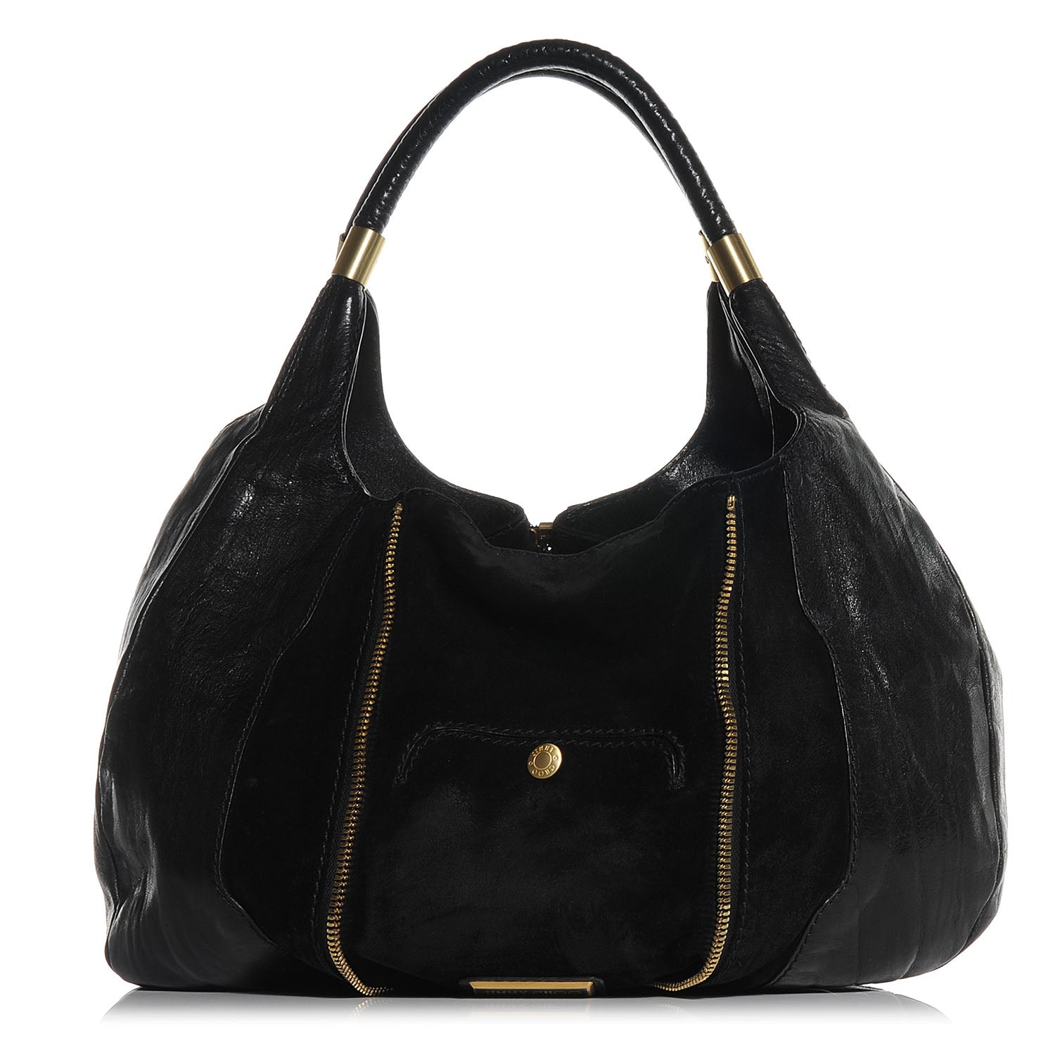 Jimmy Choo Liquid Patent Suede Mandah Tote Black 1 of 9