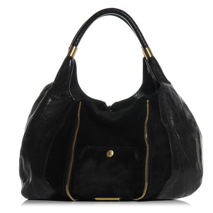 Jimmy Choo Liquid Patent Suede Mandah Tote Black 1 of 9