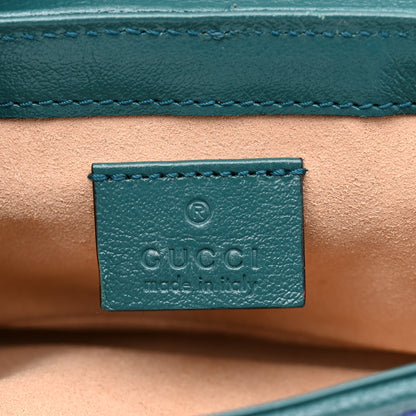 Gucci Azalea Calfskin Enamel Matelasse Diagonal Super Mini Torchon GG Marmont Shoulder Bag Imperial Blue Pavone 6 of 11