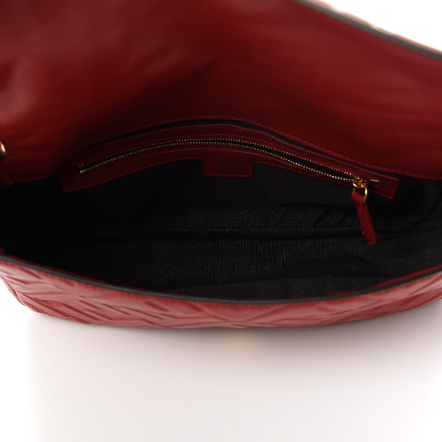 Fendi Nappa FF 1974 Embossed Baguette Fragola 5 of 10