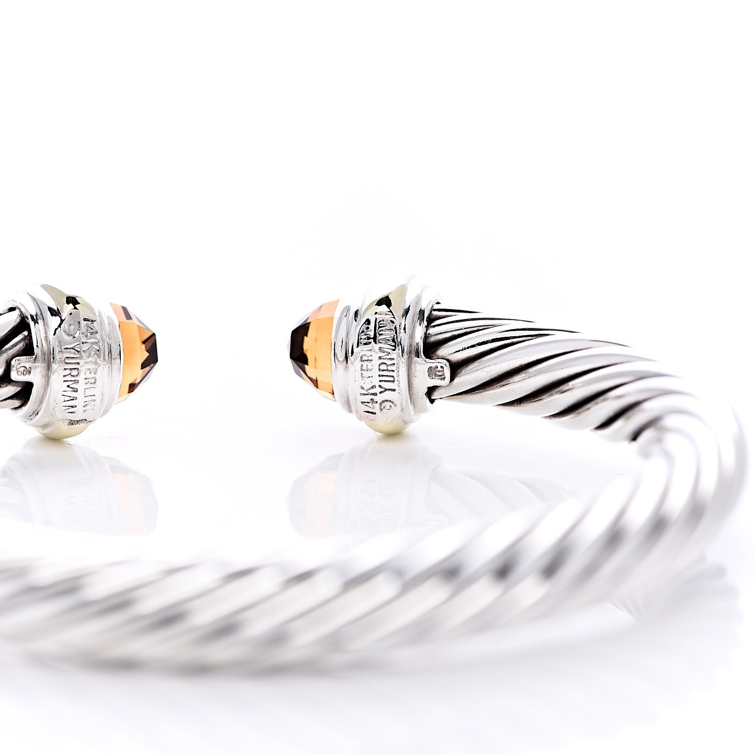 David Yurman Sterling Silver 14K Yellow Gold Citrine 7mm Cable Classics Bracelet 4 of 6