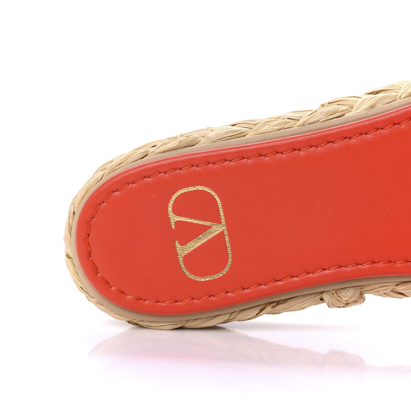 Calfskin Vlogo Espadrille 5mm Flat Slide Sandals 37 Titian