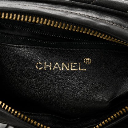 Chanel Lambskin Chevron Quilted Tassel Camera Case Black 6 of 12