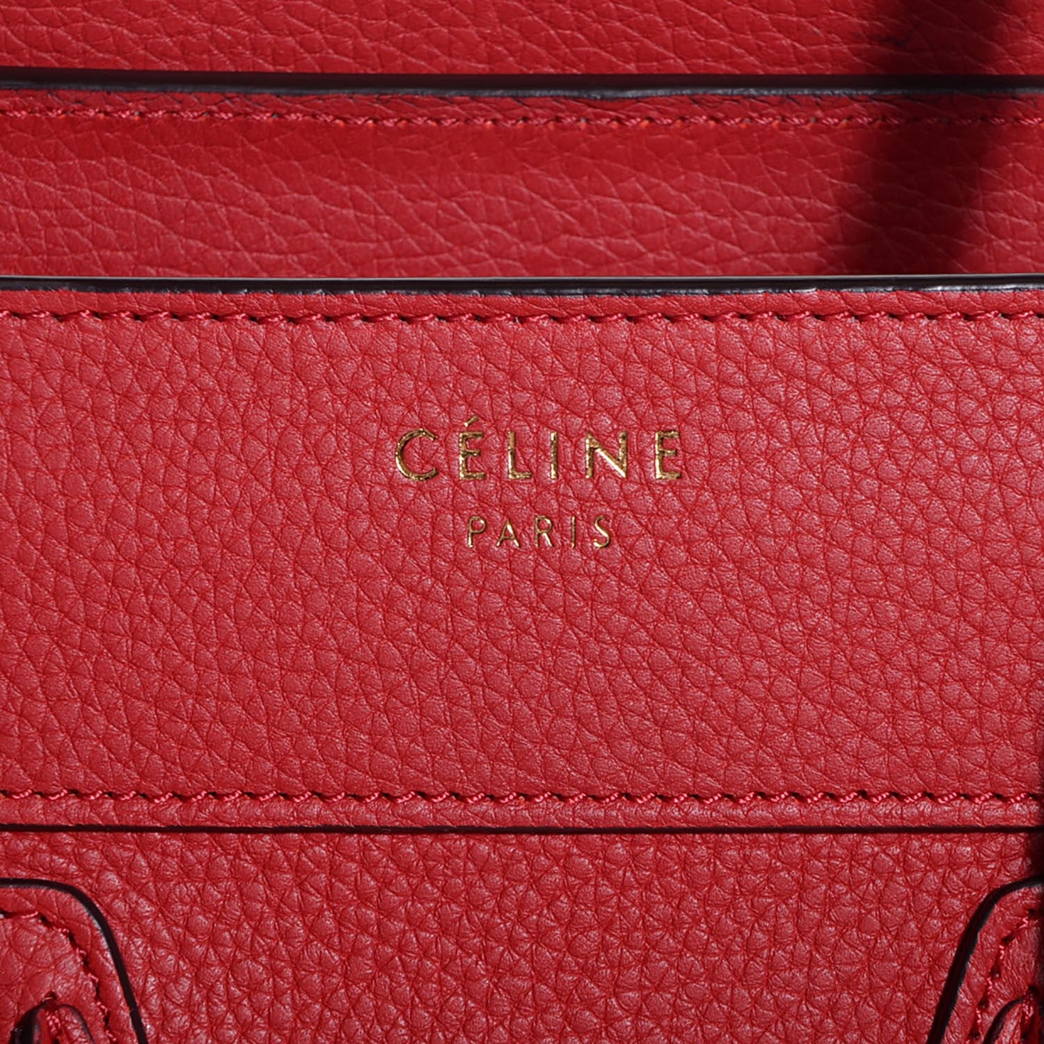 Celine Drummed Calfskin Micro Luggage Coquelicot 9 of 9