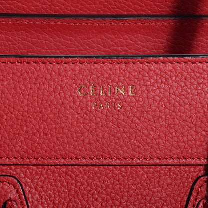 Celine Drummed Calfskin Micro Luggage Coquelicot 9 of 9