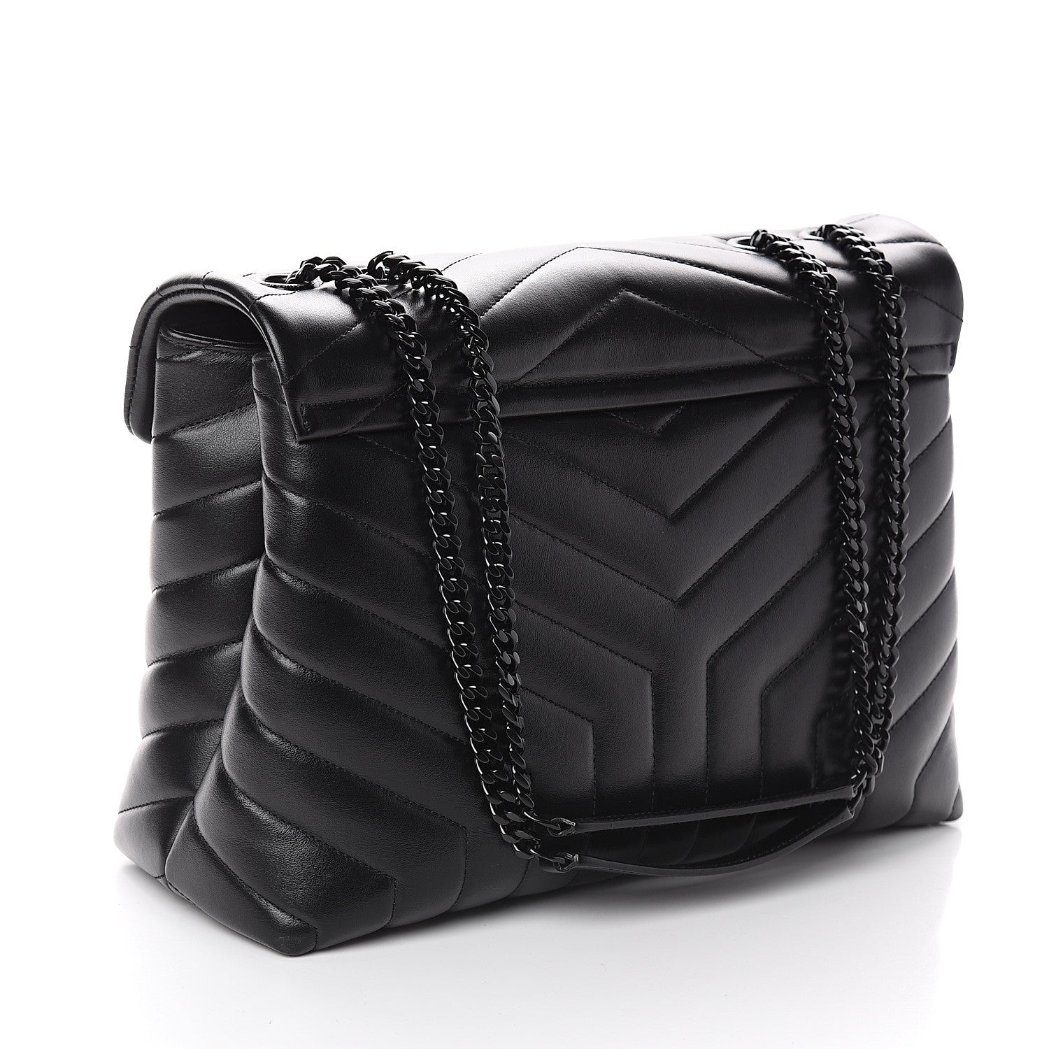 Saint Laurent Calfskin Y Quilted Monogram Medium Loulou Chain Satchel Black 2 of 8