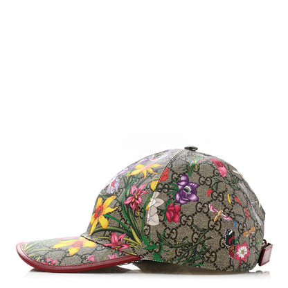 Gucci GG Supreme Flora Claudia Baseball Hat 58 L Red 4 of 10
