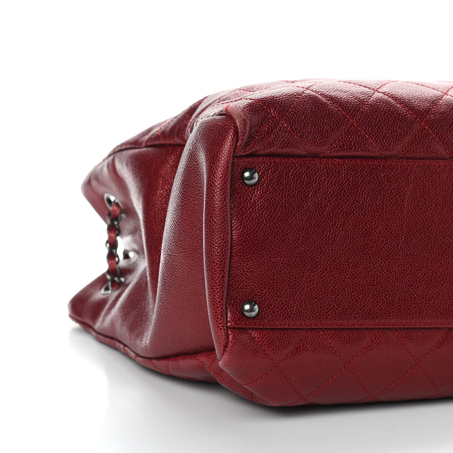 Chanel Iridescent Caviar Quilted Tall Chic Shopping Tote Red 7 of 8