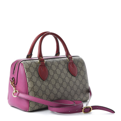 Gucci GG Supreme Monogram Moon Calfskin Small Boston Beige Ebony Hibiscus Red New Rosette 3 of 10
