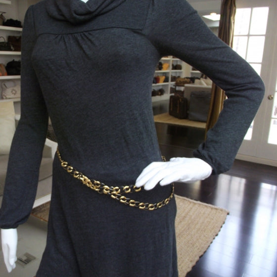 Chanel Gold Black Chain Medallion Belt 2 of 4