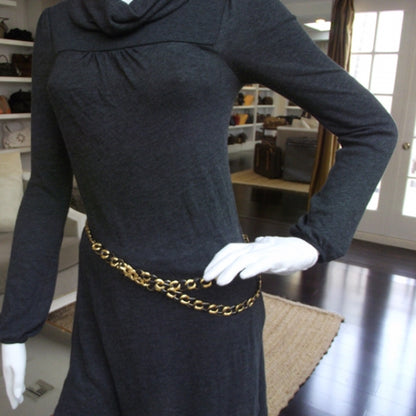 Chanel Gold Black Chain Medallion Belt 2 of 4