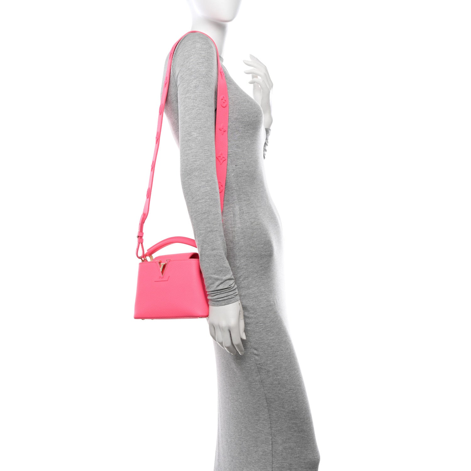 Louis Vuitton Taurillon Capucines Mini Fluo Pink 2 of 10
