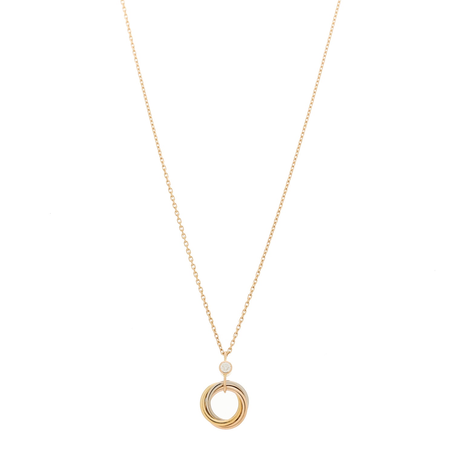 Cartier 18K Pink Yellow White Gold Diamond Trinity Pendant Necklace 1 of 5