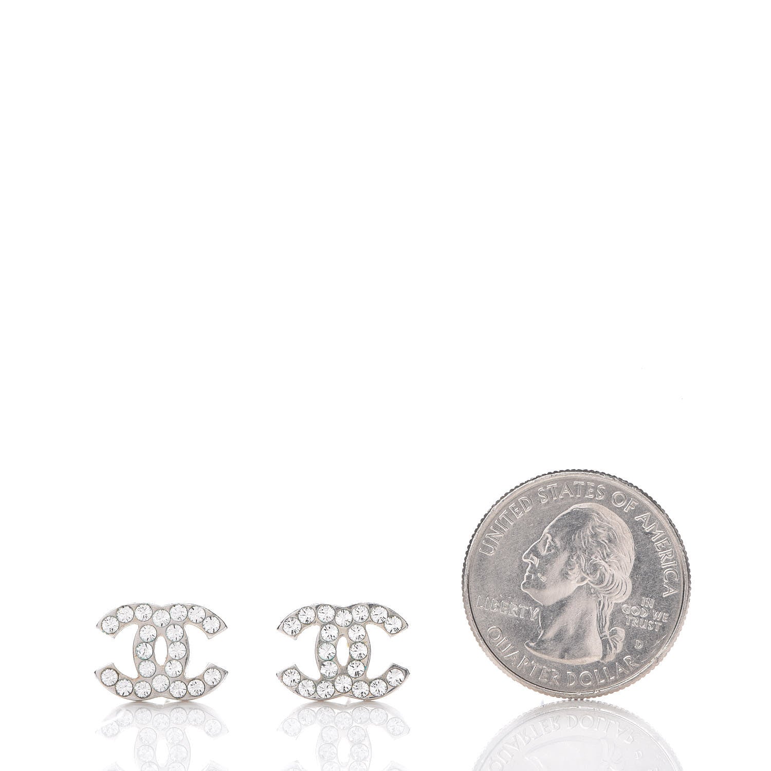 Chanel Crystal Timeless CC Earrings Silver 2 of 6