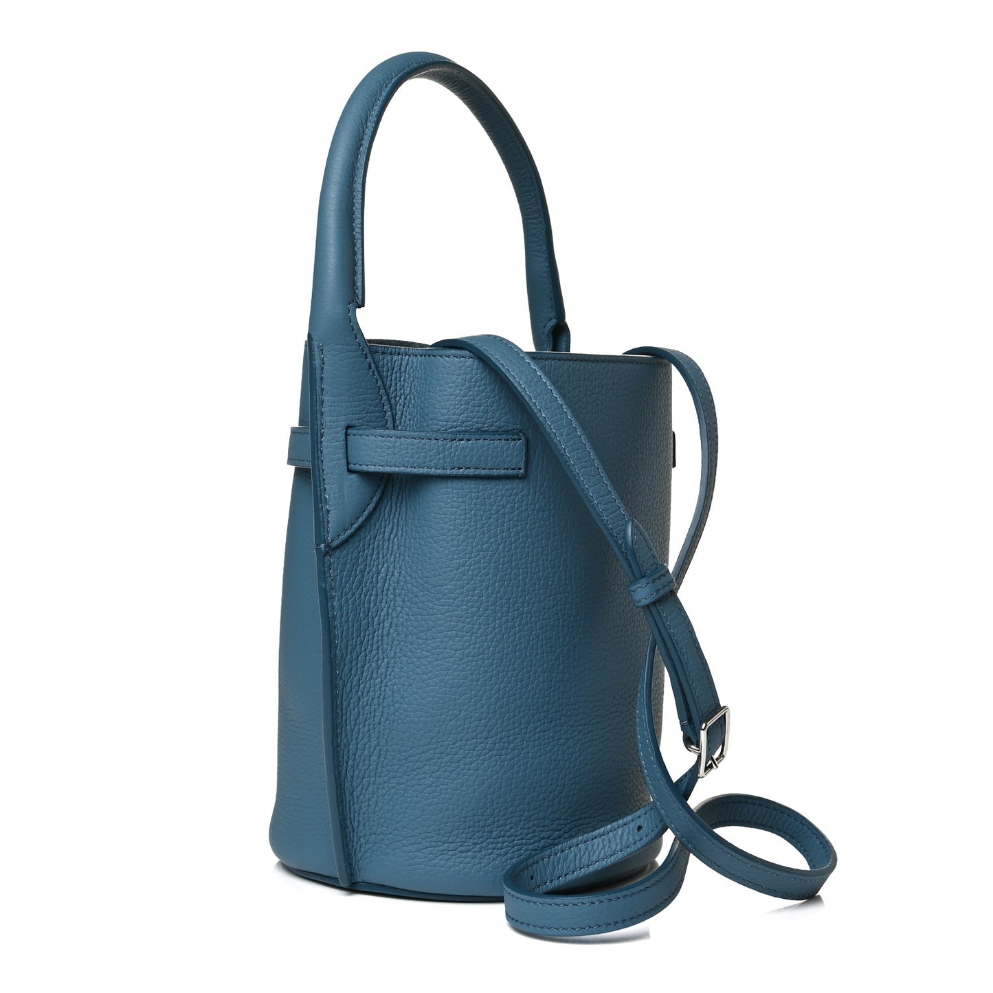 Supple Grained Calfskin Nano Big Bag Bucket Slate Blue