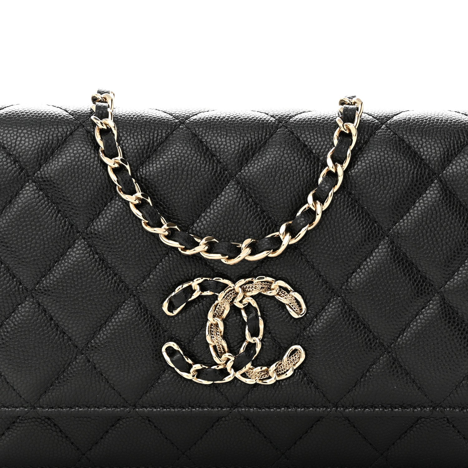 Chanel Caviar Quilted French New Wave Chain CC Wallet On Chain WOC Black 9 of 11