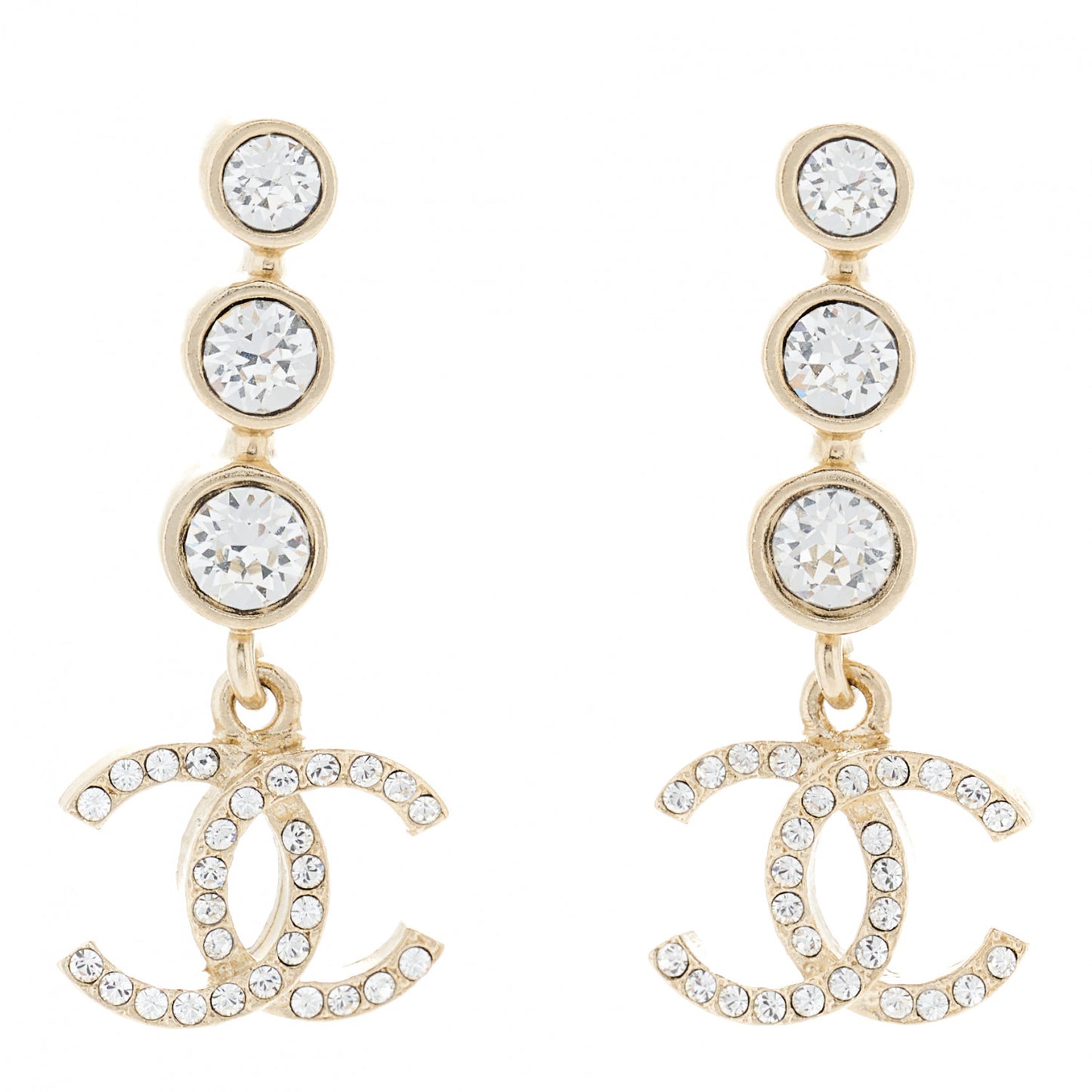 CC Crystal Drop Earrings Gold