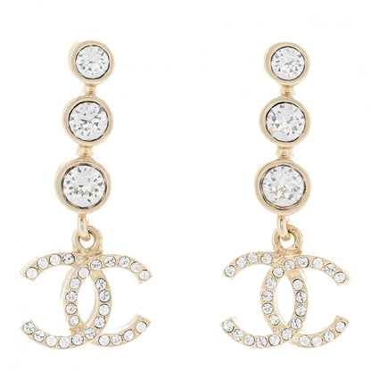 Chanel CC Crystal Drop Earrings Gold 1 of 5