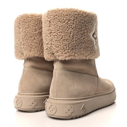 Louis Vuitton Suede Calfskin Shearling Snowdrop Flat Ankle Boot 38 Cognac 4 of 9