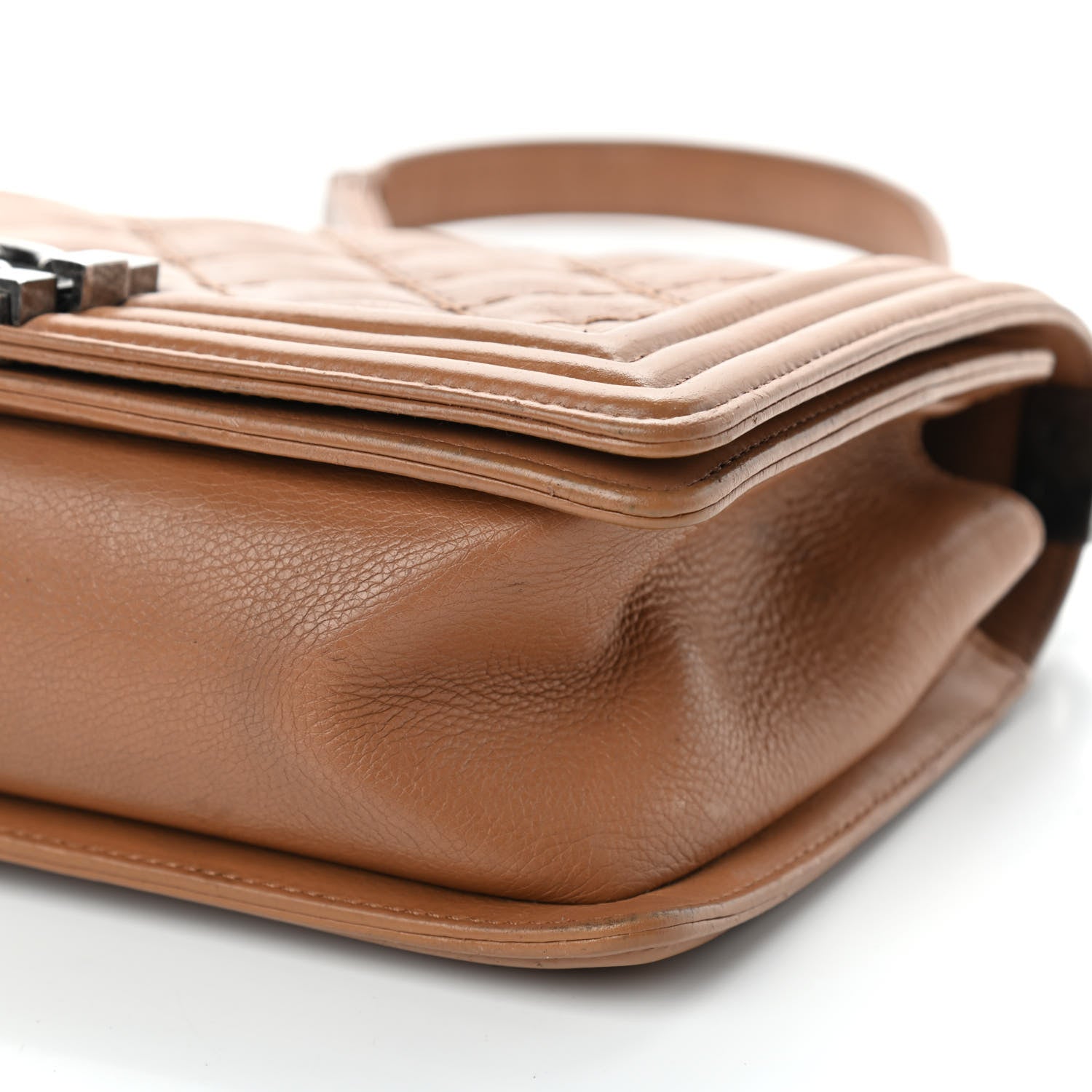 Chanel Calfskin Quilted Double Stitch Medium Boy Flap Camel 10 of 11