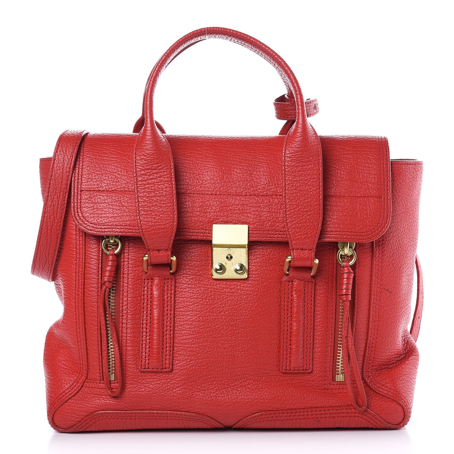 3.1 Textured Calfskin Medium Pashli Satchel Red