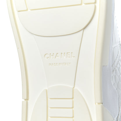 Chanel Calfskin Crocodile Embossed Cocodile High Top Sneakers 39.5 White 7 of 9