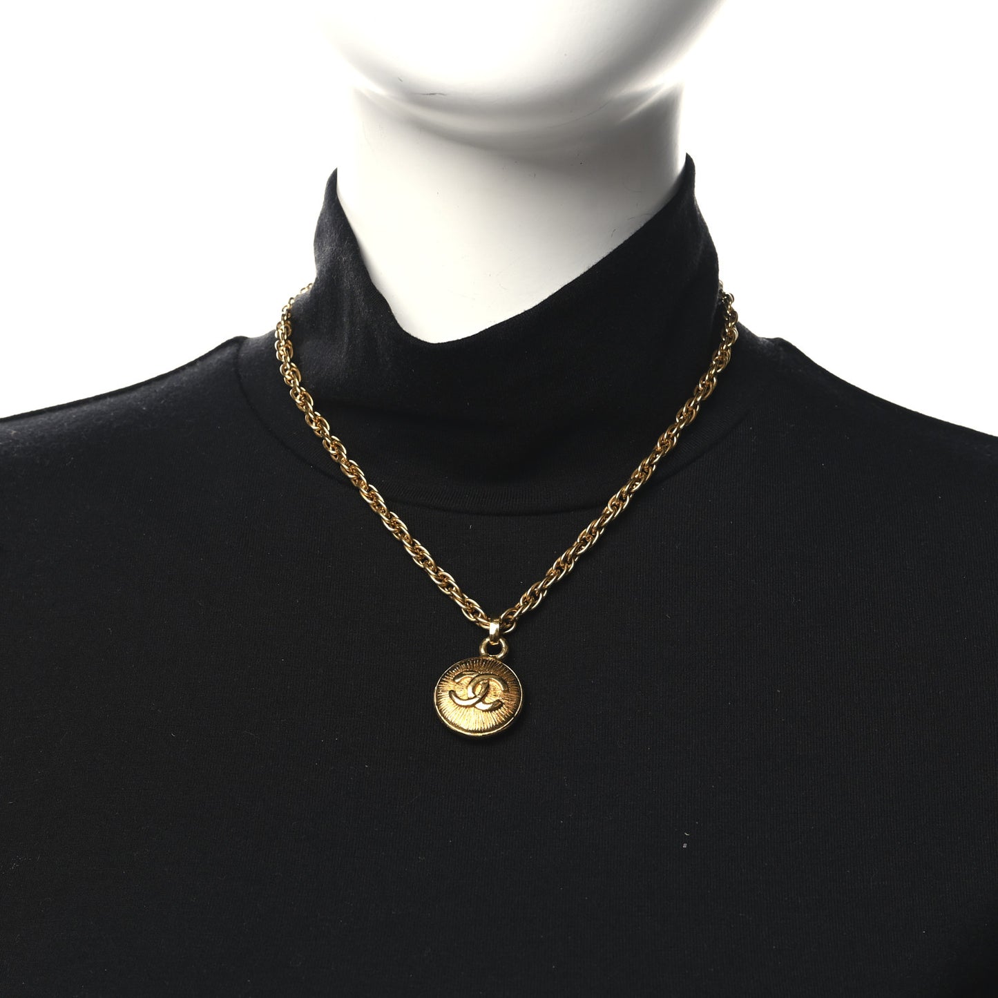 CC Medallion Choker Chain Necklace Gold