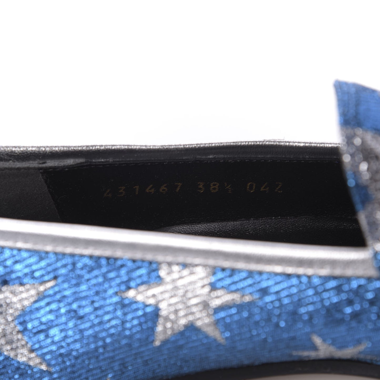 Lurex Calfskin Starry Sky Womens Jordaan Loafers 38.5 Bluette Silver