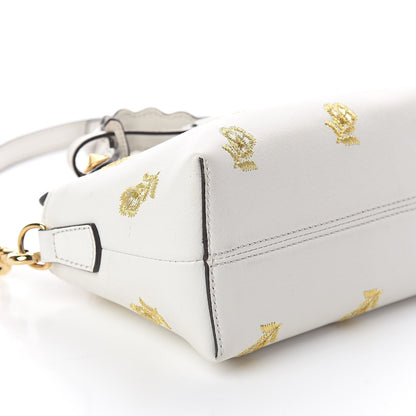 Fendi Vitelloi Dolce Lurex Floral Embroidered Studded Mini By The Way Boston Bag White 7 of 8
