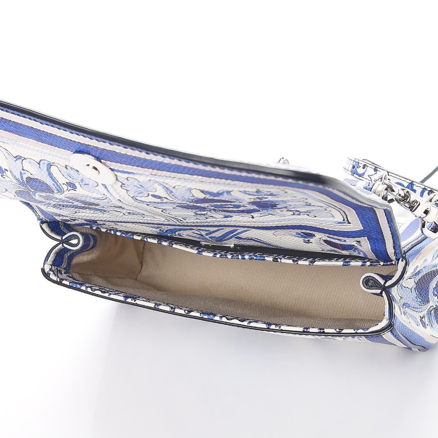 Dolce & Gabbana Dauphine Majolica Printed Micro Miss Sicily Satchel White Blue 6 of 8