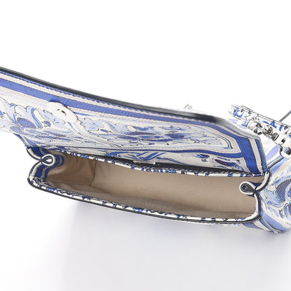 Dolce & Gabbana Dauphine Majolica Printed Micro Miss Sicily Satchel White Blue 6 of 8