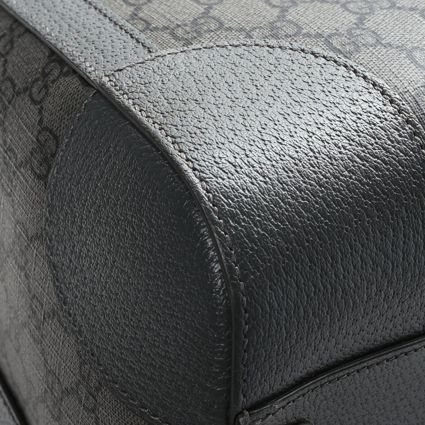 GG Supreme Monogram Textured Dollar Calfskin Large Savoy Duffle Bag Grey Black Graphite Grey