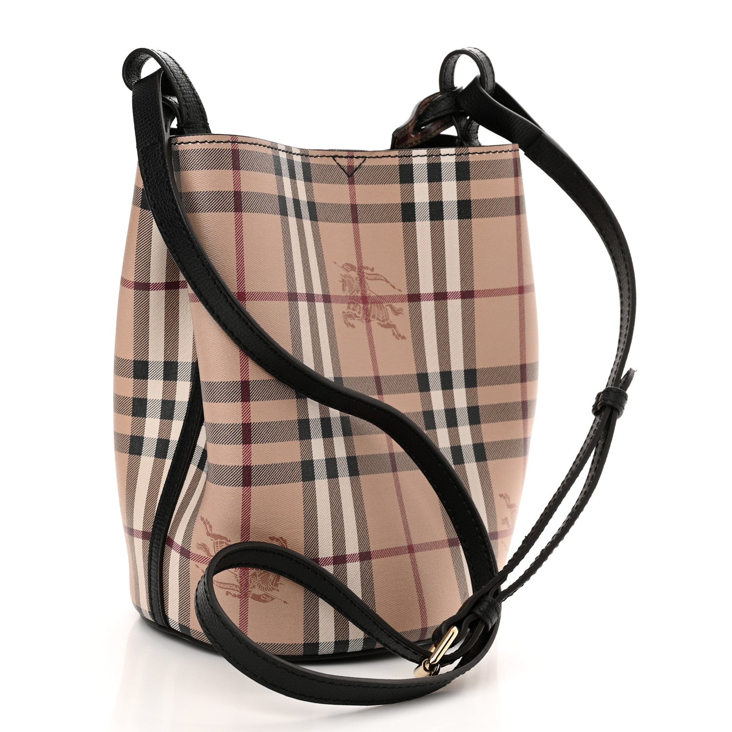 Burberry Haymarket Check Colours Small Lorne Bucket Crossbody Black 3 of 10