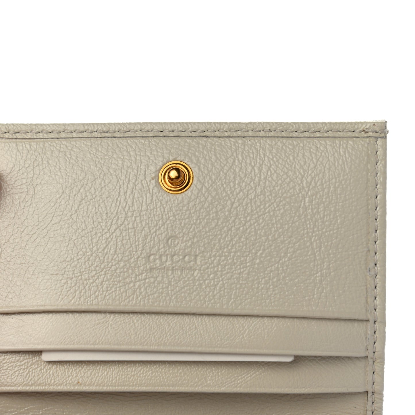 Calfskin Web Rajah Chain Card Case Wallet White