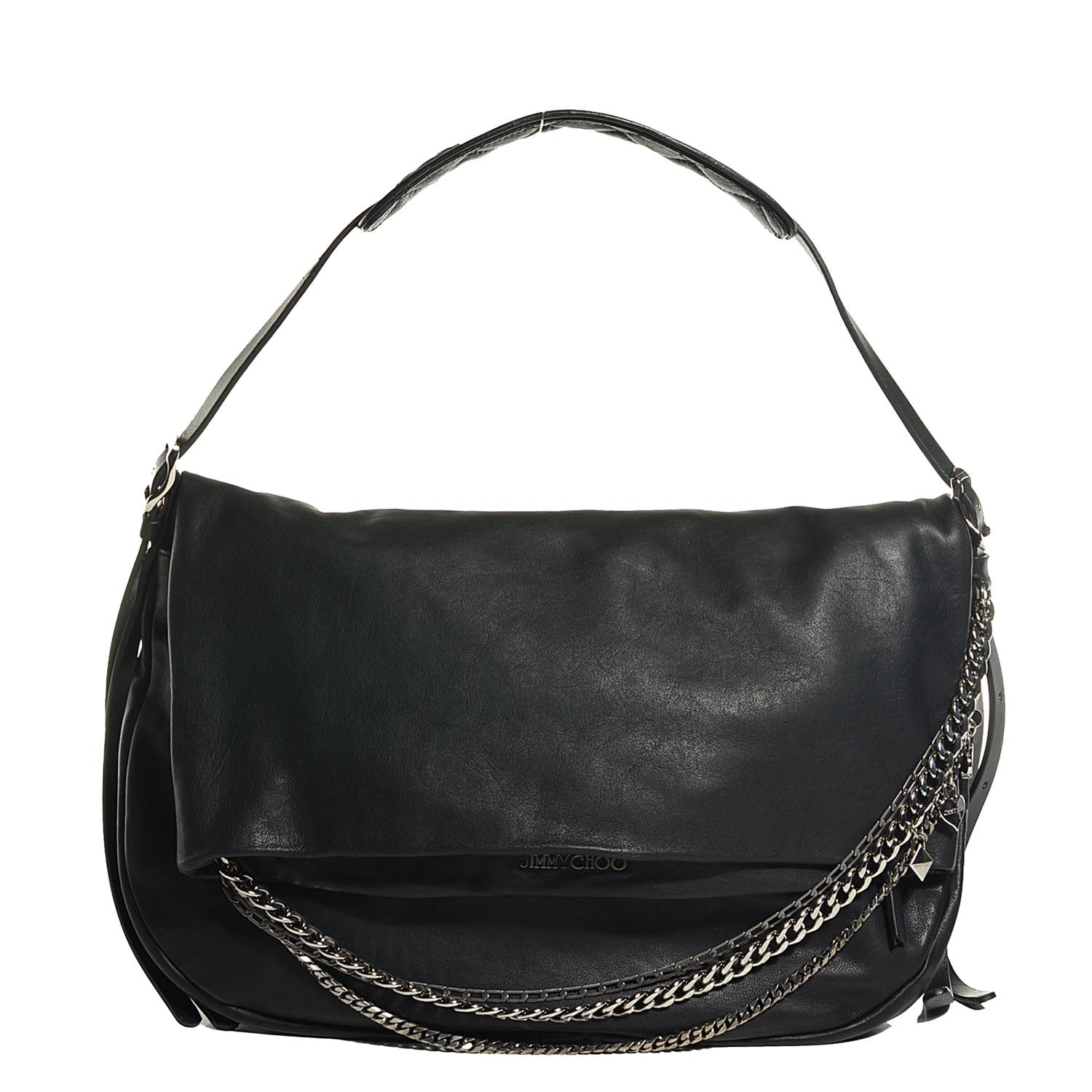 Jimmy Choo Lambskin Biker Large Hobo Black 1 of 10