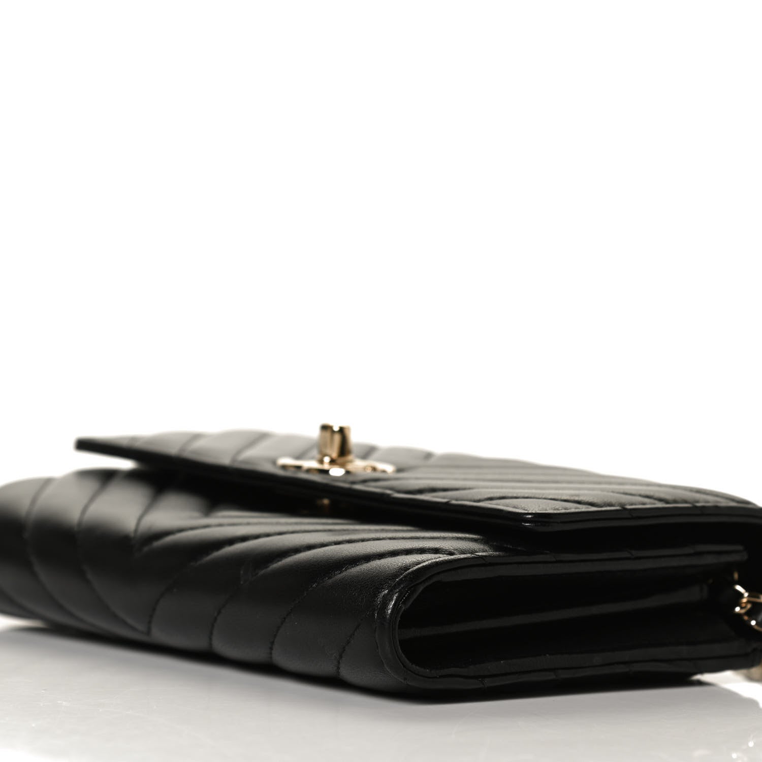 Chanel Lambskin Chevron Quilted Trendy CC Wallet On Chain WOC Black 9 of 12