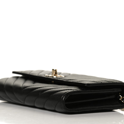 Chanel Lambskin Chevron Quilted Trendy CC Wallet On Chain WOC Black 9 of 12