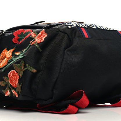 Gucci Techno Canvas Web L'Aveugle Par Amour Embroidered Double Buckle Backpack Black 9 of 11