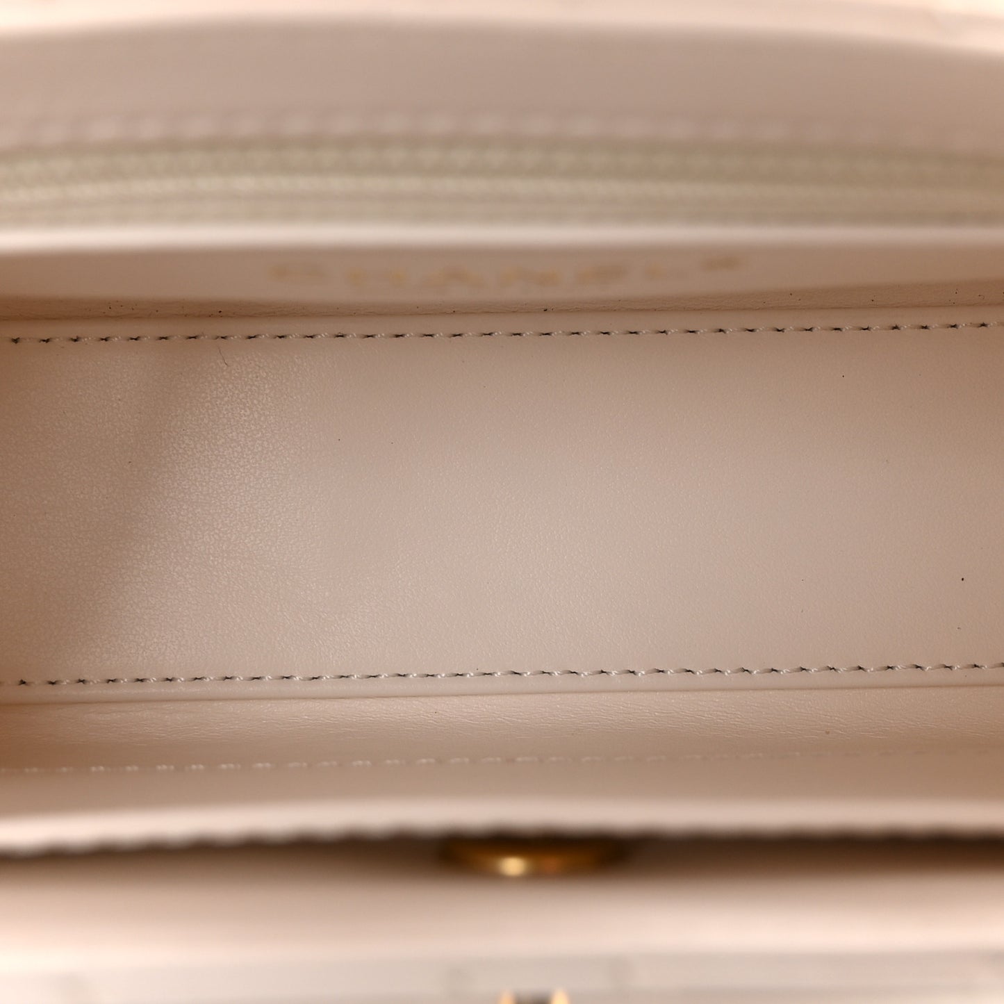 Shiny Aged Calfskin Quilted Nano Kelly Shopper White