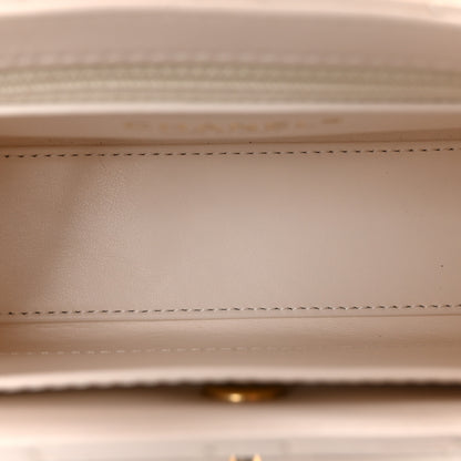 Chanel Shiny Aged Calfskin Quilted Nano Kelly Shopper White 5 of 13