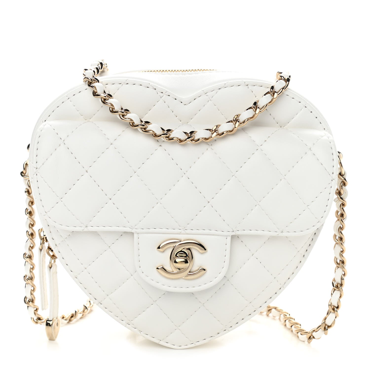 Chanel Lambskin Quilted CC In Love Heart Bag White 1 of 11
