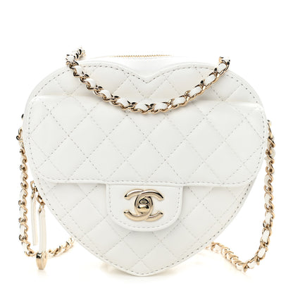 Chanel Lambskin Quilted CC In Love Heart Bag White 1 of 11