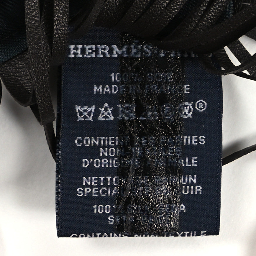 Hermes Silk Calfskin Brides De Gala Folk Bandana Scarf 55 Vert Fonce 3 of 4