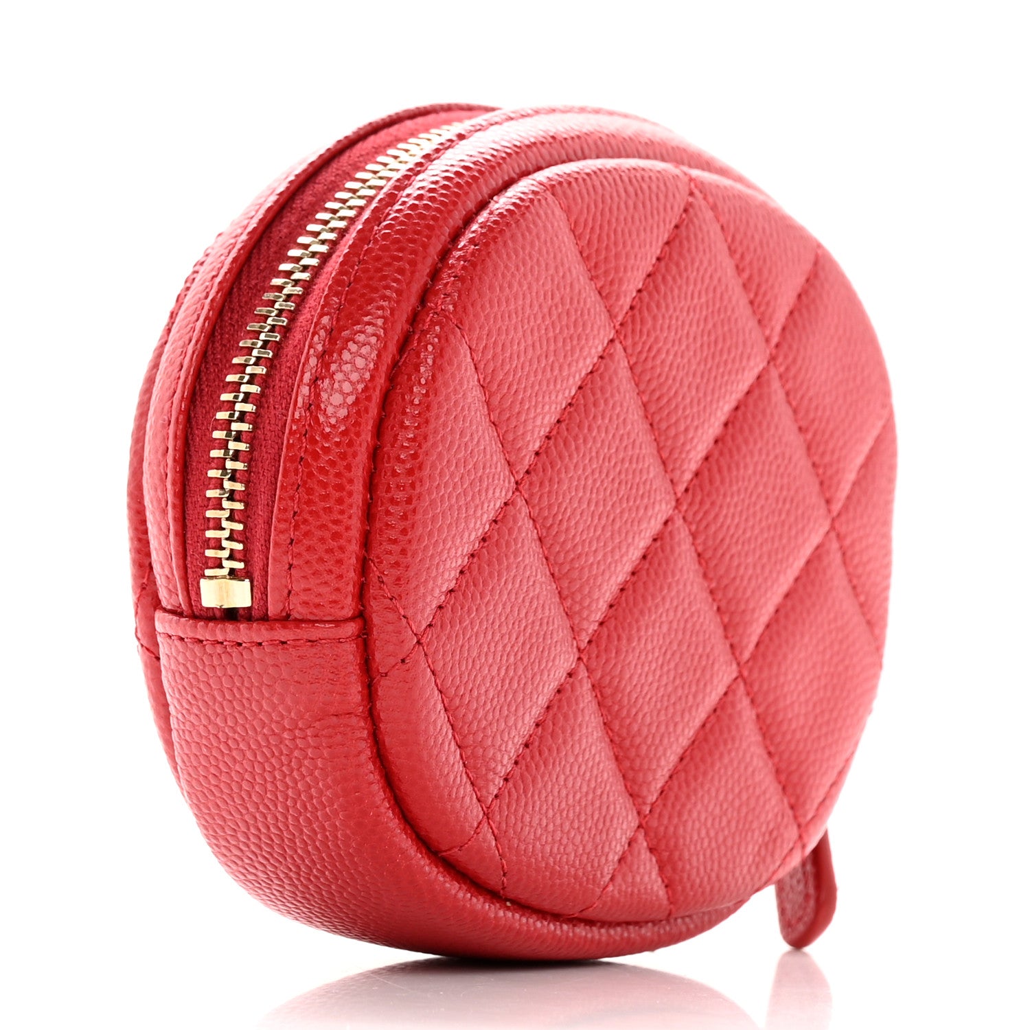 Chanel Caviar Quilted Zip Around Classic Coin Purse Red 3 of 8