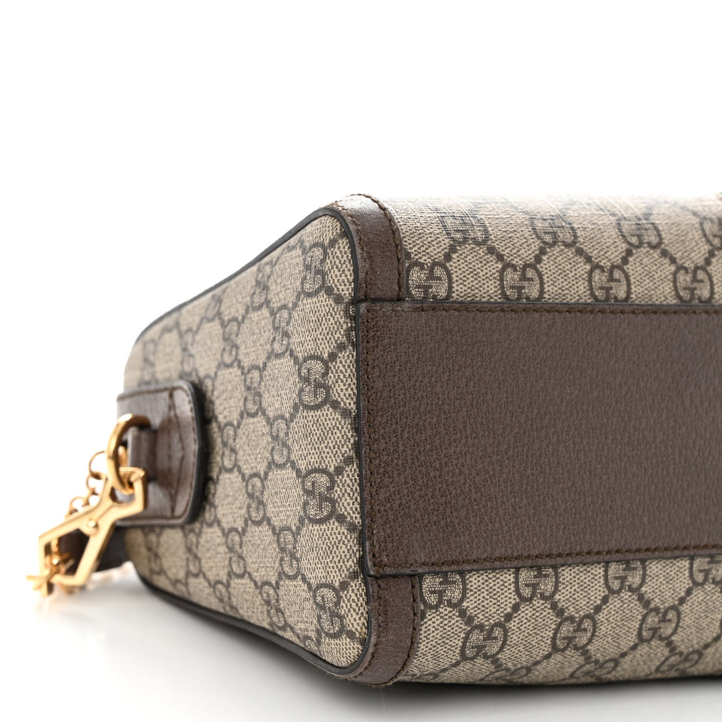 GG Supreme Monogram Textured Dollar Calfskin Web Medium Ophidia Boston Beige Ebony New Acero
