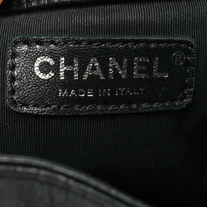 Chanel Crumpled Calfskin Quilted Chain All Over Drawstring Bucket Bag Black 6 of 10