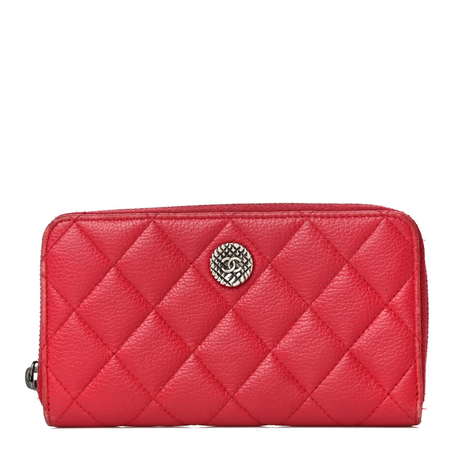 Chanel Caviar Quilted Small Zip Around Wallet Red 1 of 19