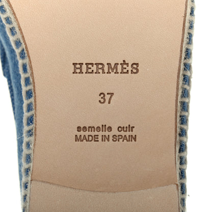 Hermes Denim Canvas Womens Trip Espadrilles 37 Bleu Clair 6 of 10