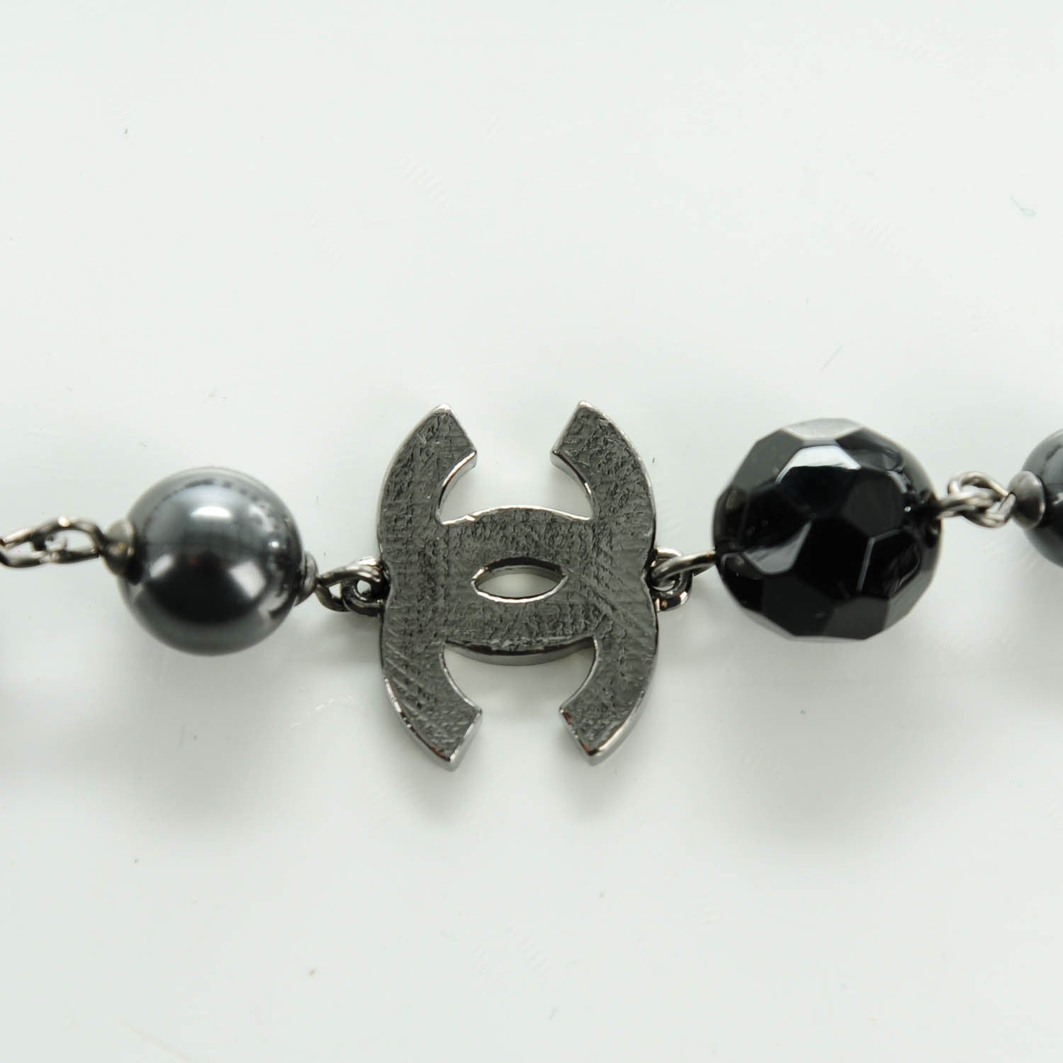 Chanel Ruthenium Beaded CC Long Necklace Black 4 of 5